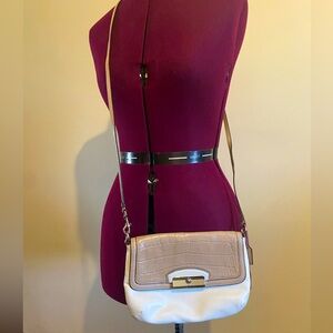 Coach White & Khaki Shoulder Bag